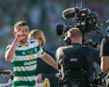 A TV camera at a Celtic match