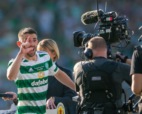 A TV camera at a Celtic match
