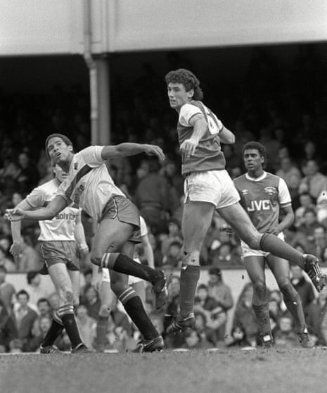 Arsenal’s Martin Keown and Watford’s John Barnes in action during Watford’s 2-0 win at Highbury on 31 March 1986