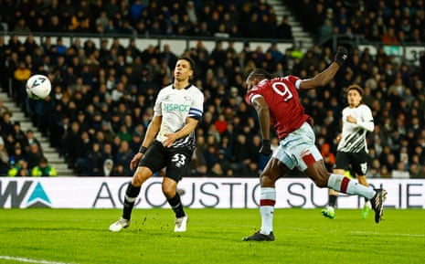 West Ham United's Michail Antonio scores their second goal.