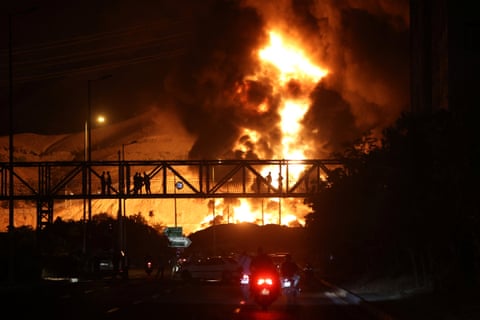 A fire at Tehran's Shahran oil depot after an Israeli attack.
