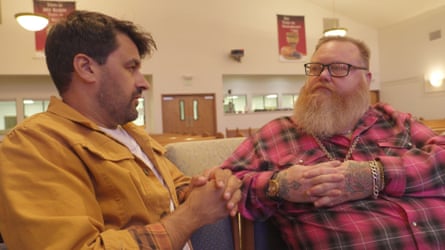 Oliver Laughland talks to pastor Jeff Wilder.