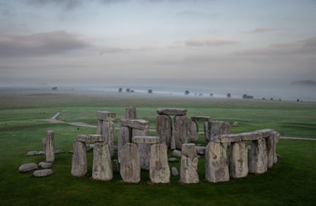 Rain clouds gather over Stonehenge in Wiltshire