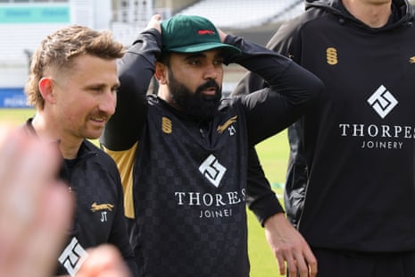 Ajaz Patel with his new Leicestershire cap