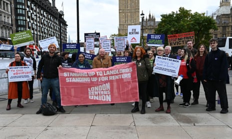 Renters' Reform Coalition members and supporters demonstration at Parliament in London.