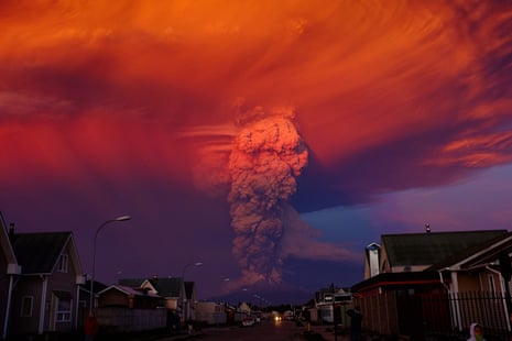 A general view of Chilean Calbuco volcano from Puerto Montt