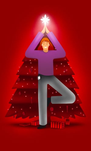 Tech the stress out of the festive season: 5 methods to elevate your temper on-line | Maintain connecting 2 Illustration of woman doing yoga pose in front of Christmas tree