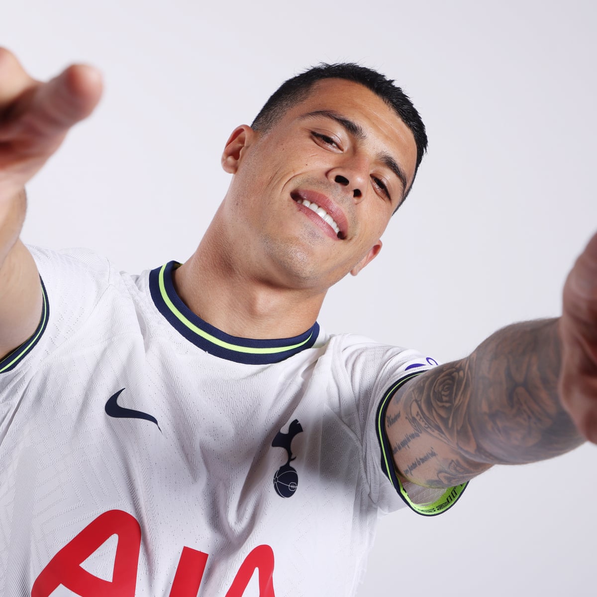 Pedro Porro of Tottenham Hotspur reacts after a missed chance during Pedro Porro of Tottenham Hotspur reacts after a missed chance during