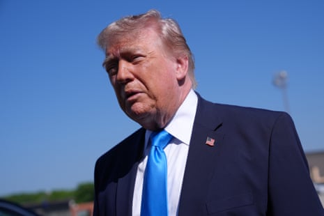 Donald Trump speaks to the press before boarding Air Force One on 20 May 2026.