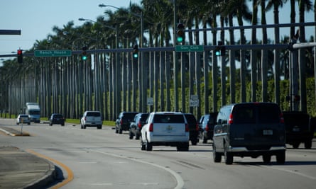 Donald Trump motorcade arrives at Trump International Golf Club in West Palm Beach, Florida, on 22 November.