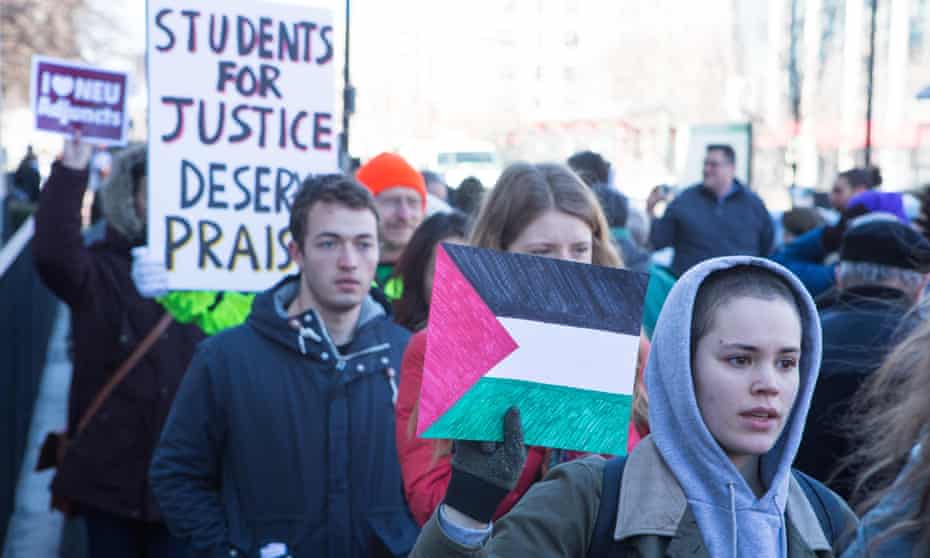 Pro-Palestinian students march in Boston in 2014.