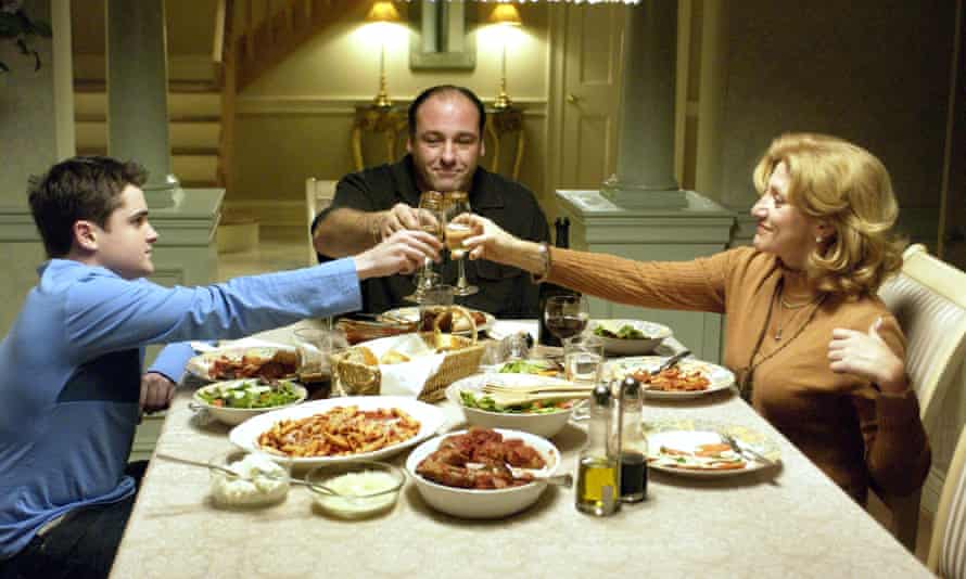 Robert Iler, James Gandolfini and Edie Falco in The Sopranos.