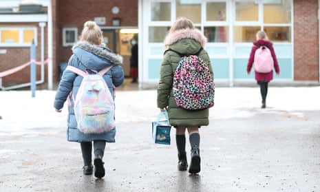 Pupils at a school in Cheshire on 4 January, before Boris Johnson announced the closure of schools in England, with the exception of vulnerable pupils and the children of key workers.