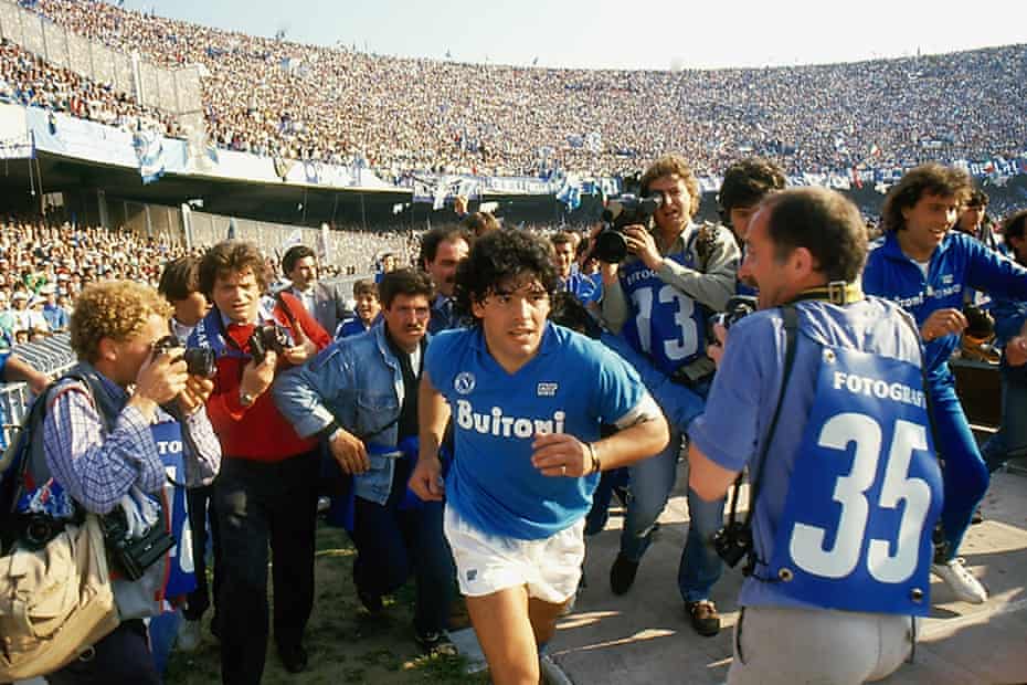 Maradona during his playing days for Napoli, in a scene from the new documentary