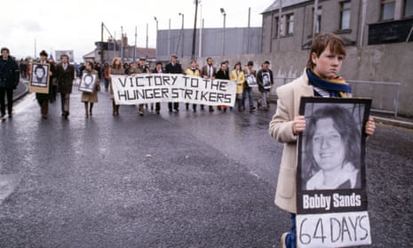 A march in support of IRA hunger striker Bobby Sands in Belfast, 1981.