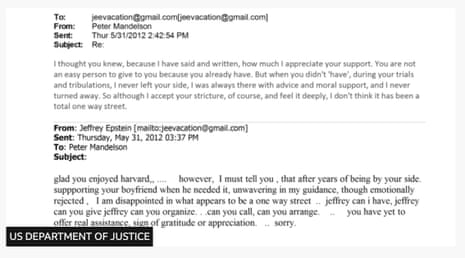 Epstein/Mandleson exchange