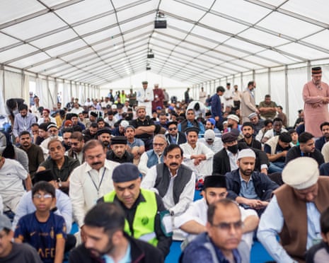 Muslims gathered in a tent
