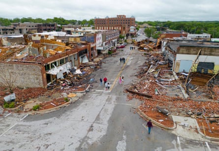 Damaged buildings in Sulphur, Oklahoma, on Sunday after the town was hit by a tornado the night before.