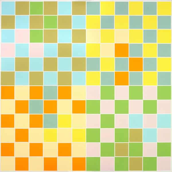 Four sets of 4 chromatic oppositions in a quadratic rotation system, a 1974 work by Jeffrey Steele.