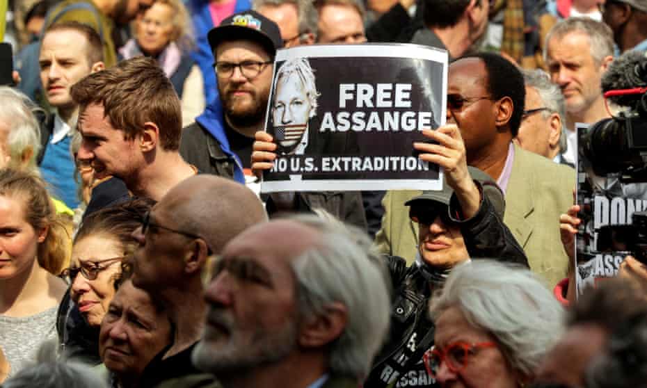 A Free Assange rally in Brussels, Belgium in April