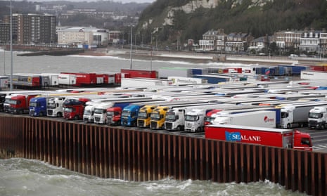 Lorries parked at the port of Dover