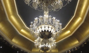Three crystal chandeliers at the former Trump Taj Mahal casino in Atlantic City.