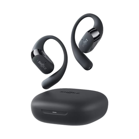 Shokz OpenFit 2+ Bluetooth True Wireless Open-Ear Headphones in Black.