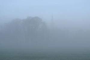 Barclay church just visible“Looking through the fog on the morning of Saturday 21 January. Fog around Edinburgh has turned the landscape into an impressionist painting.”
