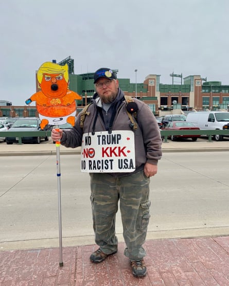 Trump protester Bob Bergman: “What has he done except give tax breaks to rich people?”