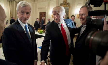trump next to dimon and another man