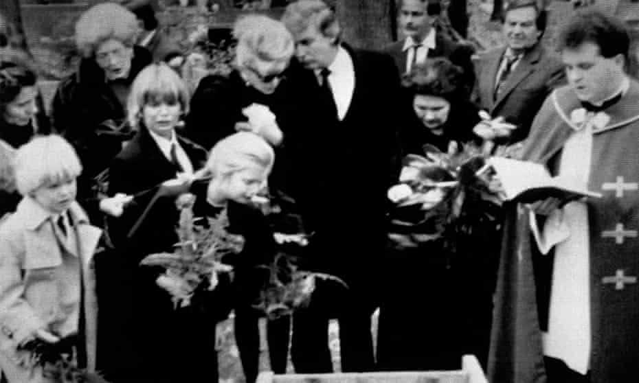 Donald and Ivana Trump during the funeral of her father, Miloš Zelníček, in 1990 in Zlín.