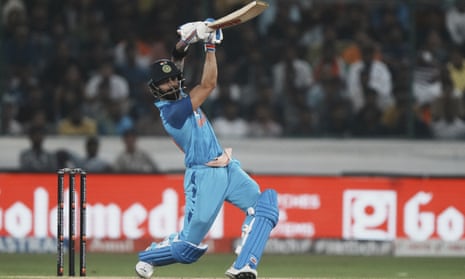 Virat Kohli hits out on his way to 63 from 48 balls.