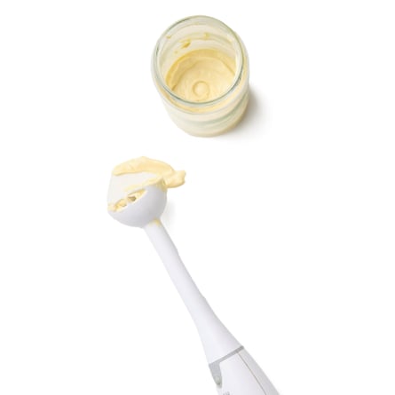 To make a quick mayonnaise, you’ll need a stick blender and a jar or jug that’s barely larger than the head of the blender.