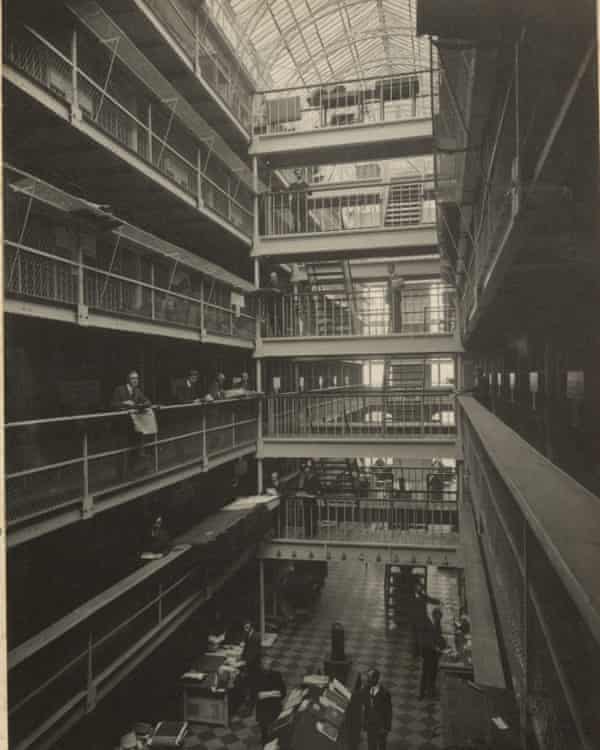 Inside the six-storey Public Record Office of Ireland in 1914.