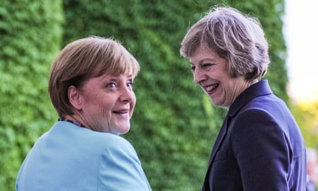 Angela Merkel with Theresa May in Berlin