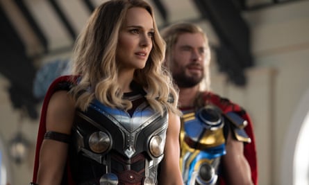 Hammered … Natalie Portman and Chris Hemsworth in Thor: Love and Thunder.
