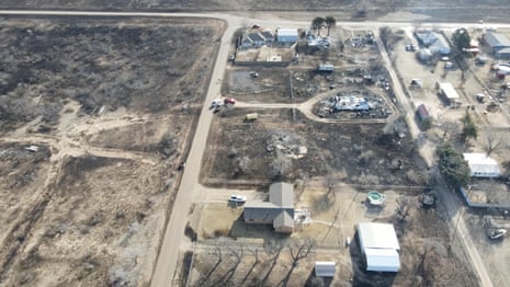 Drone footage shows town scorched by Texas wildfire – video 