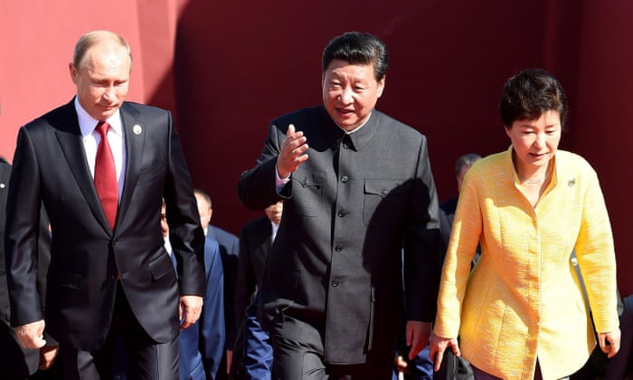 Russian president Vladimir Putin, Chinese president Xi Jinping and South Korea president Park Geun-hye.