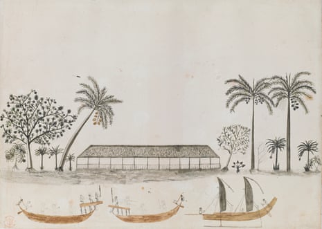 Captain James Cook: The Voyages. British Library, London. Tahitian Scene by Tupaia (c) British Library Board