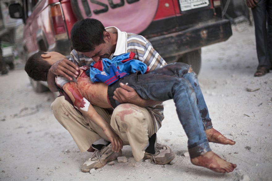 Wednesday, Oct. 3, 2013, near Dar El Shifa hospital in Aleppo, Syria.