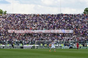 Fiorentina supporters display a banner in memory of Davide Astori.