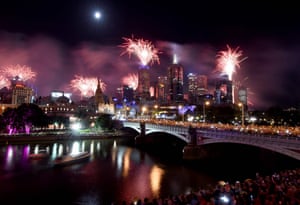 New Year 2018 celebrations along the Yarra river in Melbourne