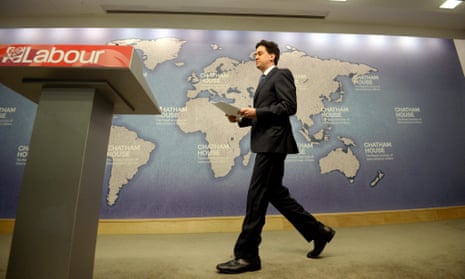 Ed Miliband begins his keynote speech entitled, ‘Britain’s international role and responsibilities’.
