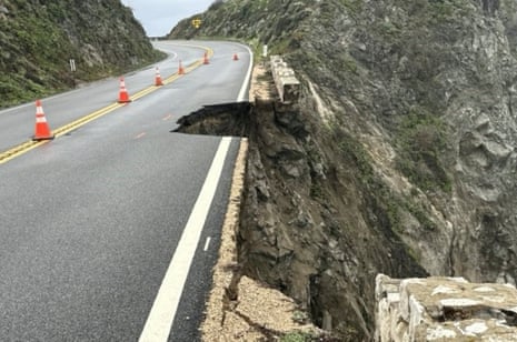 a collapsed portion of a highway