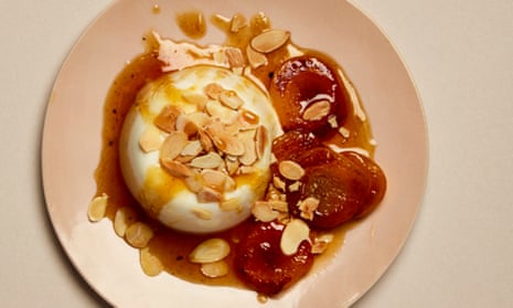 Ruby Tandoh’s buttermilk panna cotta with apricots.