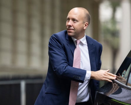 Matt Hancock closes a car door behind him