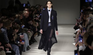 Model on catwalk at Victoria Beckham show