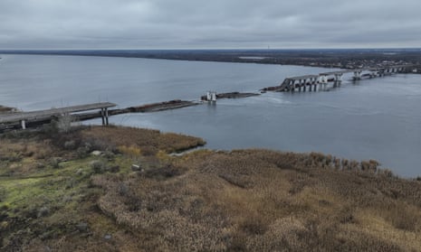 The damaged Antonivsky Bridge in Kherson.