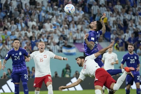 Poland v Argentina: World Cup 2022 – live | World Cup 2022 15 Nicolas Otamendi out-jumps Poland's Bartosz Bereszynski.