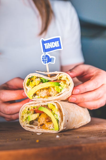 Tindle’s meat-free chicken in a wrap.